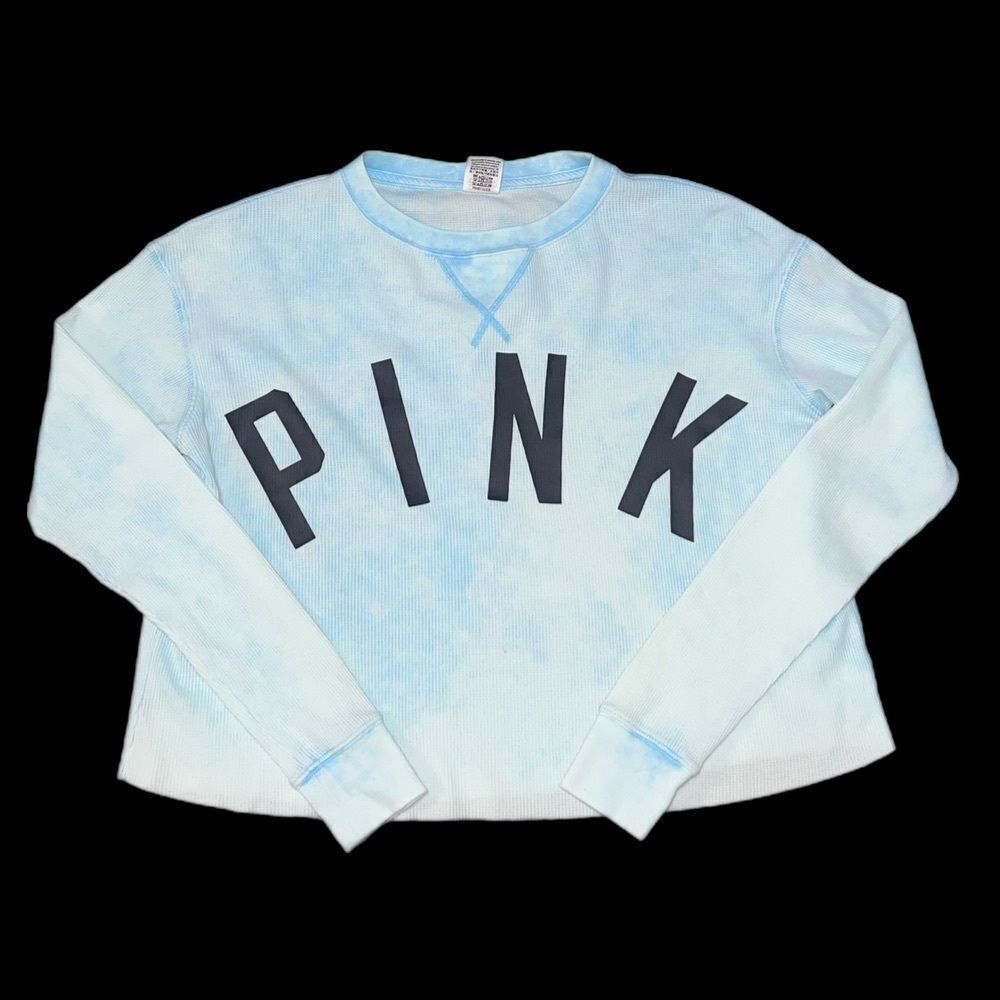 Victoria’s Secret Pink thermal waffle long sleeve oversized cropped T shirt XS